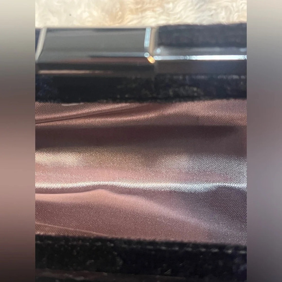 Vintage Marcy Avane’ Black Burnt Embossed Velvet Beaded Evening Bag Holiday - Picture 15 of 16